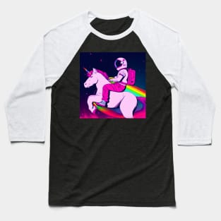 Astronaut Riding Unicorn Baseball T-Shirt